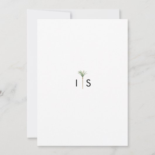 Palm Tree Bestemming Bruiloft Flat Save The Date (Achterkant)