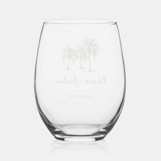 Palm Tree bestemming bruiloft gunst Wijnglas Zonder Voet (Achterkant)