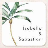 Palm Tree bestemming bruiloft Kartonnen Onderzetters (Voorkant)