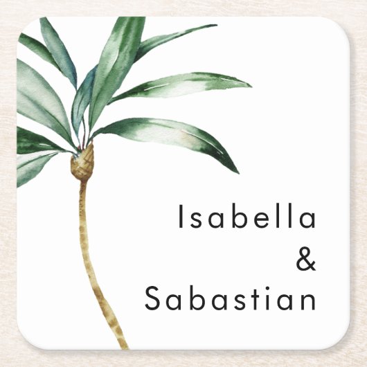 Palm Tree bestemming bruiloft Kartonnen Onderzetters (Voorkant)