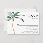 Palm Tree Bestemming Bruiloft Menu RSVP (Voorkant)