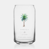 Palm Tree Bestemming Bruiloft Namen & Datum Blikvorm Glas (Voorkant)