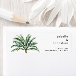 Palm Tree Bestemming Bruiloft Retouradres Label