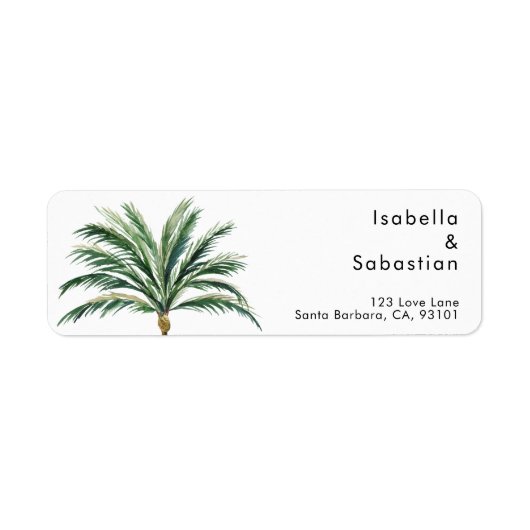 Palm Tree Bestemming Bruiloft Retouradres Label (Voorkant)