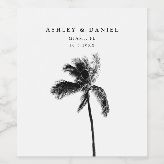 Palm Tree Bestemming Bruiloft Strand Wijn Label Wijn Etiket (Enkel label)