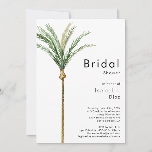 Palm Tree Bestemming Bruiloft Vrijgezellenfeest Kaart (Voorkant)