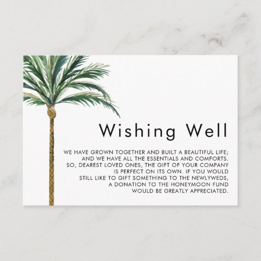 Palm Tree Bestemming Bruiloft Wishing Well Informatiekaartje (Voorkant)
