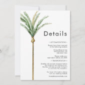 Palm Tree Bestemming Details Alles in één bruiloft Kaart (Achterkant)