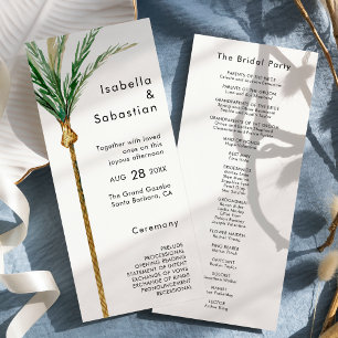 Palm Tree Bestemming Modern Wedding Flat Programma Programmakaart