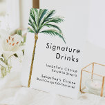 Palm Tree Bestemming Trouwhandtekening Drinken Reclamebord Met Voetstuk<br><div class="desc">Deze palmboombestemming bruiloft handtekening drink voetstuk ontwerp beschikt over tropische waterverf palmbomen op een heldere witte achtergrond die de dromerige sfeer van een bestemmingsbruiloft oproepen. dit ontwerp straalt de romance van zandoevers en zwaaiende palmen, ideaal voor koppels op zoek naar een echt onvergetelijk feest. Voor gepersonaliseerde coördinatie of vragen, aarzel...</div>