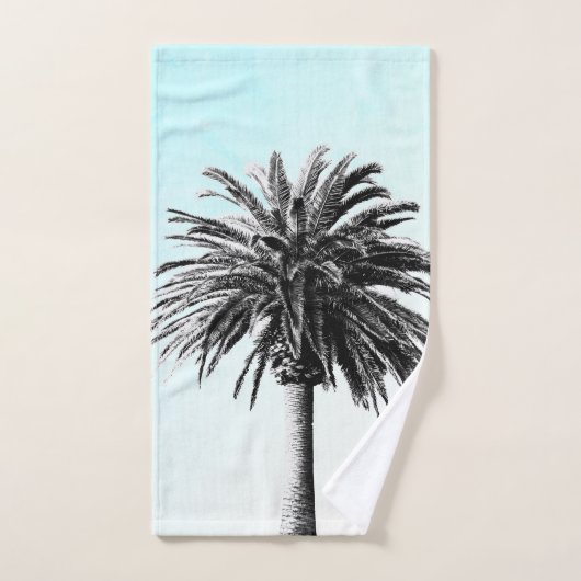 Palm Tree Black White Modern Blue Sky Bad Handdoek (Handdoek)