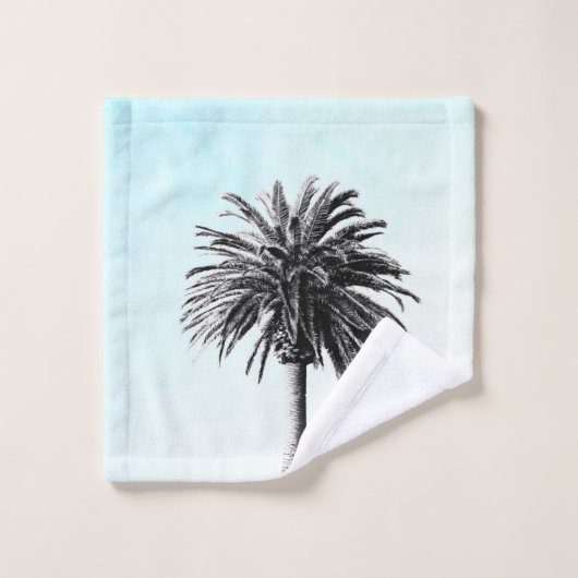 Palm Tree Black White Modern Blue Sky Bad Handdoek (Wasdoekje)