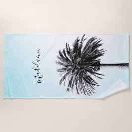 Palm Tree Black White Modern Blue Sky Personal Strandlaken
