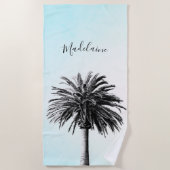 Palm Tree Black White Modern Blue Sky Personal Strandlaken (Voorkant)