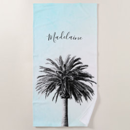 Palm Tree Black White Modern Blue Sky Personal Strandlaken