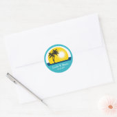 Palm Tree Blue Aangepaste etiketten voor bruiloft (Envelop)