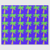 Palm Tree Blue Wrapping Paper Cadeaupapier (Vlak)
