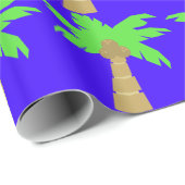 Palm Tree Blue Wrapping Paper Cadeaupapier (Rol Hoek)