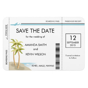 Palm Tree Boarding Pass Bewaar de datum Magneten