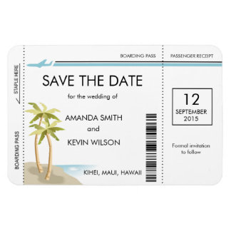 Palm Tree Boarding Pass Bewaar de datum Magneten