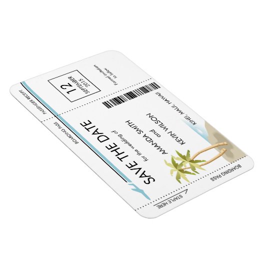 Palm Tree Boarding Pass Bewaar de datum Magneten (Rechterzijde)