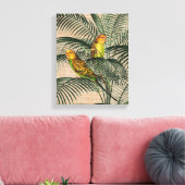 Palm Tree Boedgerigar Parrot Rustic Hessian Canvas (Insitu (Woonkamer))