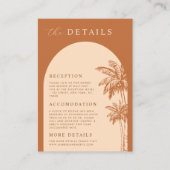 Palm Tree Boho Beach Terracotta Details Bruiloft Informatiekaartje (Voorkant)