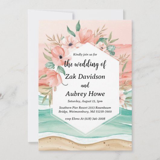 Palm Tree Boho Beach Uitnodigingen voor een bruilo (Voorkant)