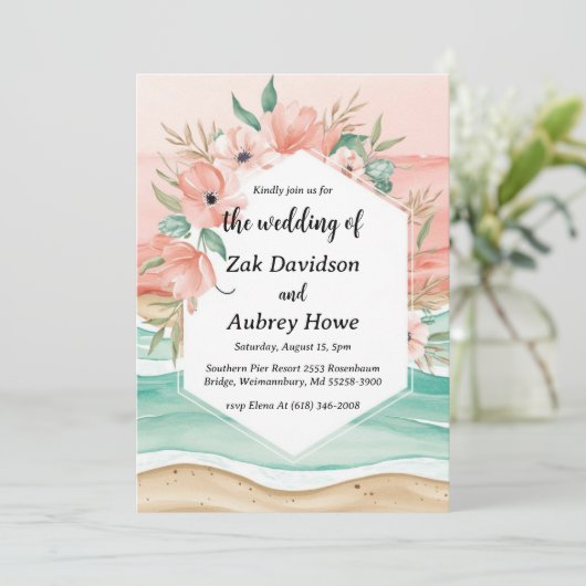 Palm Tree Boho Beach Uitnodigingen voor een bruilo (Staand voorkant)