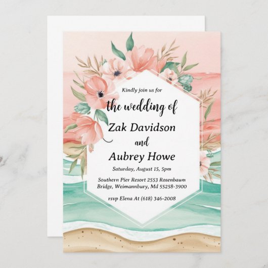 Palm Tree Boho Beach Uitnodigingen voor een bruilo (Voorkant / Achterkant)