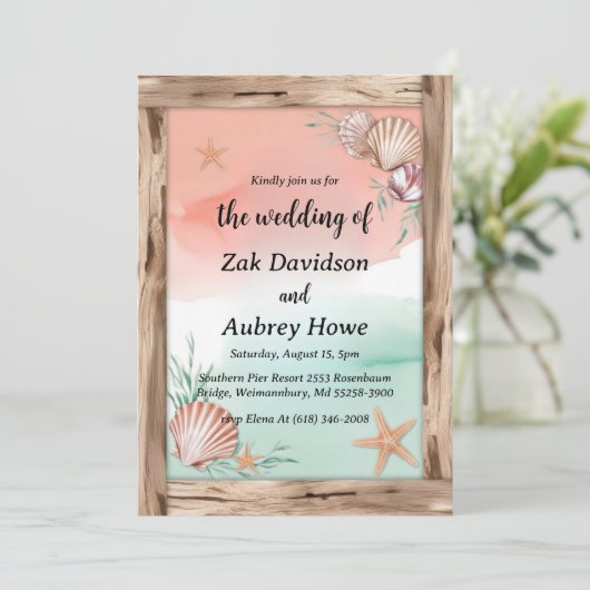 Palm Tree Boho Beach Uitnodigingen voor een bruilo (Staand voorkant)