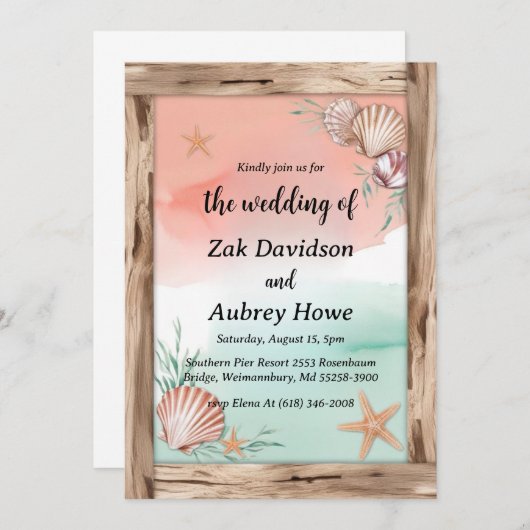 Palm Tree Boho Beach Uitnodigingen voor een bruilo (Voorkant / Achterkant)