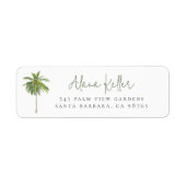Palm Tree Boho Tropische Kalligrafie Retouradres Etiket (Voorkant)