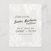 Palm Tree Botanical Typography Clean Save the Date Briefkaart (Voorkant)