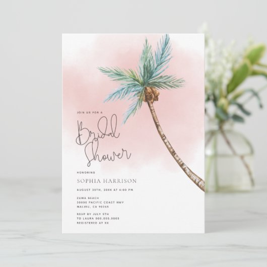 Palm Tree Bridal Shower-uitnodiging Kaart (Staand voorkant)