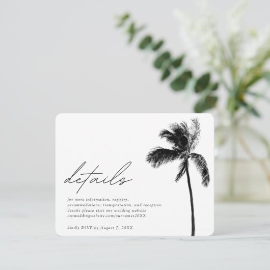 Palm Tree bruiloft details behuizing Kaart (Staand voorkant)