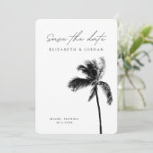 Palm Tree Bruiloft Thema Minimalist Save the Date Kaart (Staand voorkant)