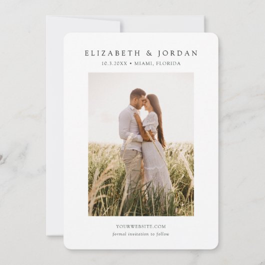 Palm Tree Bruiloft Thema Minimalist Save the Date Kaart (Achterkant)