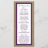 Palm Tree Burlap Beach Wedding | Kies uw kleur Programmakaart (Achterkant)