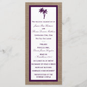 Palm Tree Burlap Beach Wedding | Kies uw kleur Programmakaart (Voorkant)