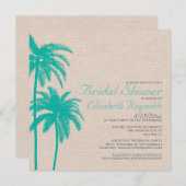 Palm Tree Burlap Bridal Shower Invitations Kaart (Voorkant / Achterkant)