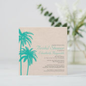 Palm Tree Burlap Bridal Shower Invitations Kaart (Staand voorkant)