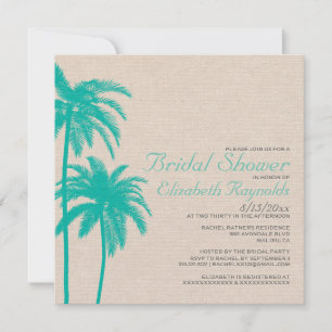 Palm Tree Burlap Bridal Shower Invitations Kaart