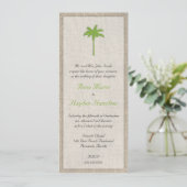 Palm Tree & Burlap Wedding Invitation - Groen Kaart (Staand voorkant)