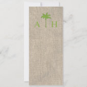 Palm Tree & Burlap Wedding Invitation - Groen Kaart (Achterkant)
