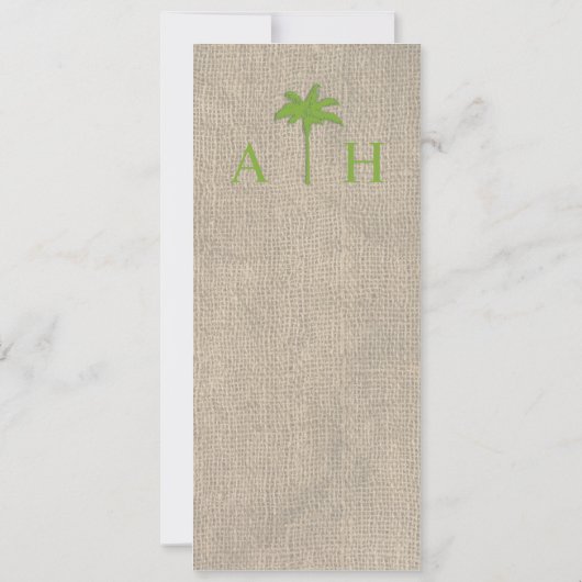 Palm Tree & Burlap Wedding Invitation - Groen Kaart (Achterkant)