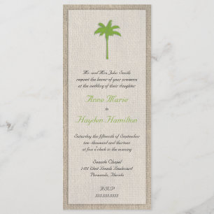 Palm Tree & Burlap Wedding Invitation - Groen Kaart