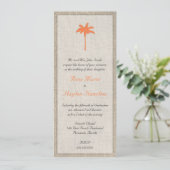 Palm Tree & Burlap Wedding Invitation - Sinaasappe Kaart (Staand voorkant)