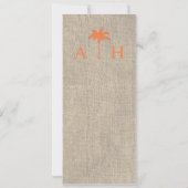 Palm Tree & Burlap Wedding Invitation - Sinaasappe Kaart (Achterkant)
