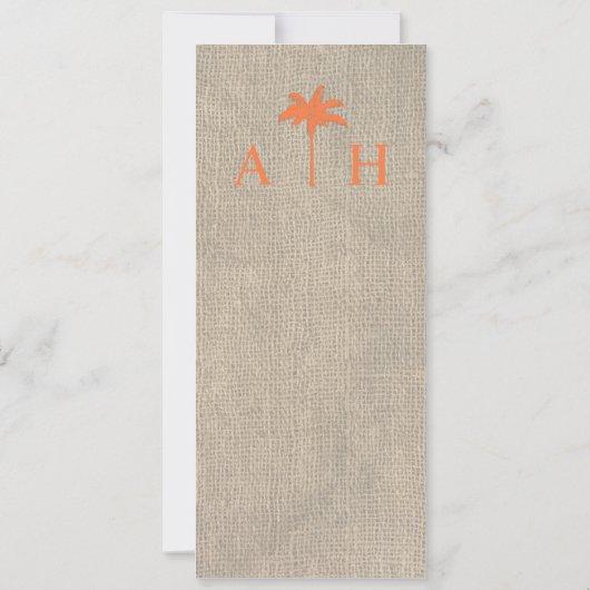 Palm Tree & Burlap Wedding Invitation - Sinaasappe Kaart (Achterkant)